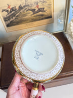 Vintage Porcelain Romantic Scene Handled Dresser Box