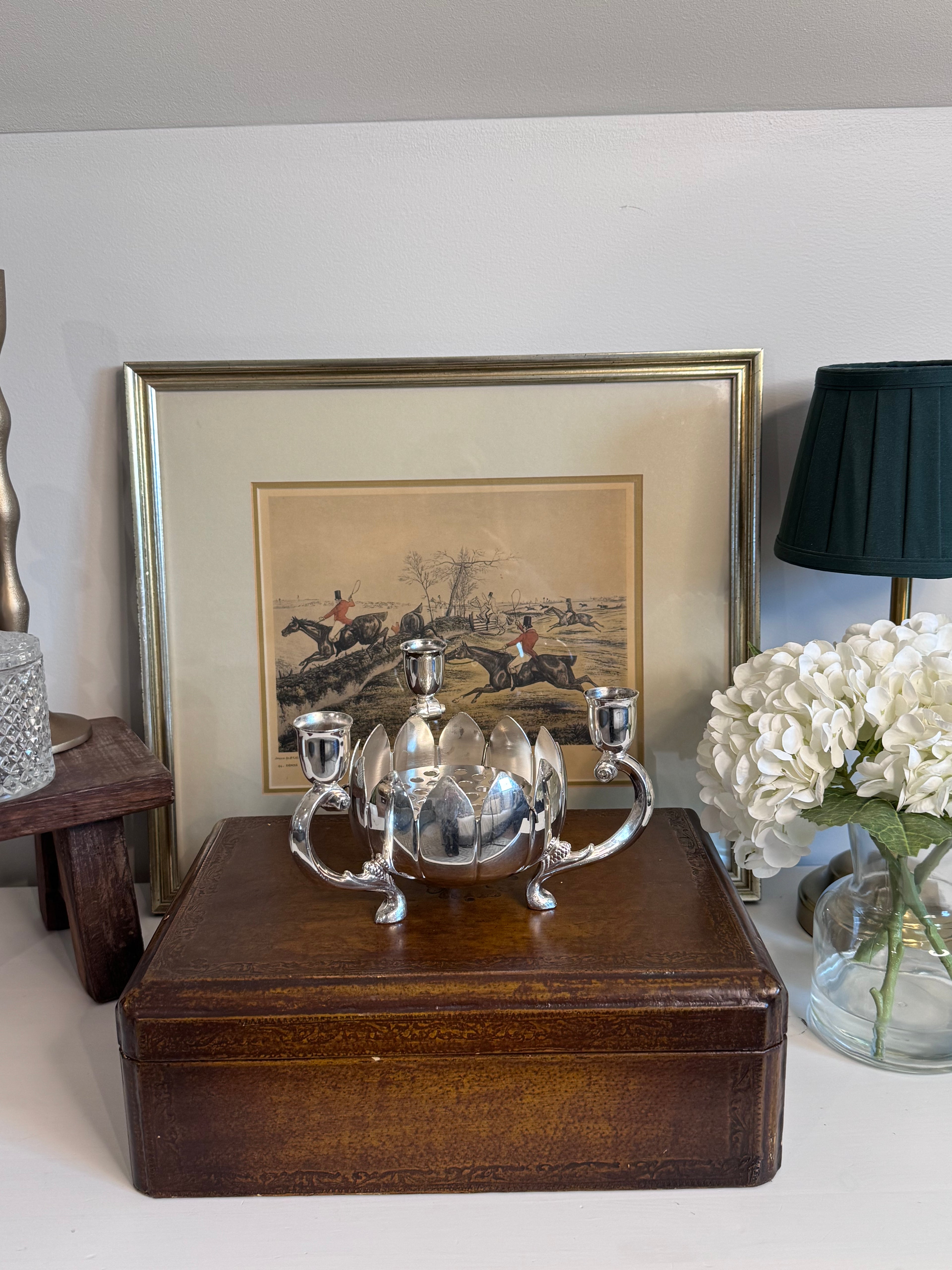 Vintage Leonard Silverplate Lotus Candelabra