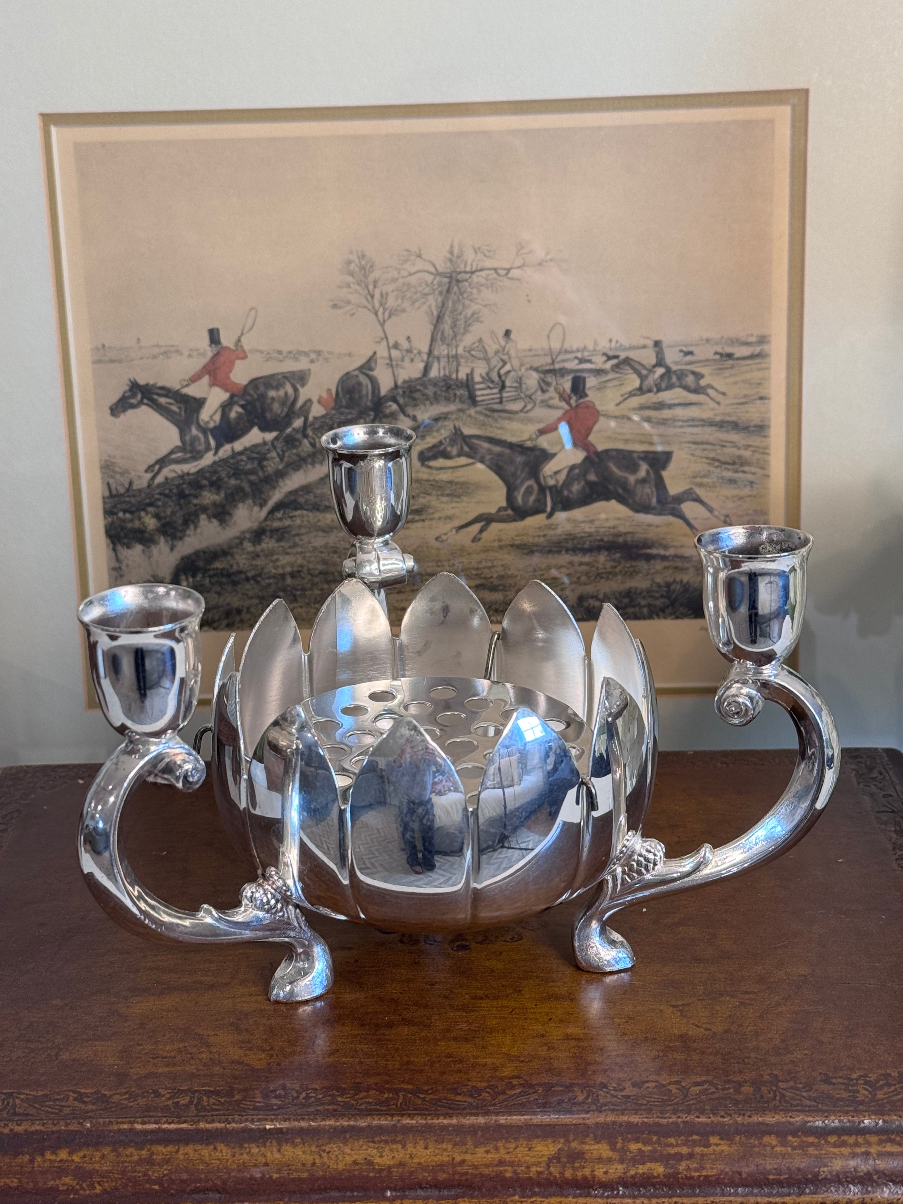 Vintage Leonard Silverplate Lotus Candelabra