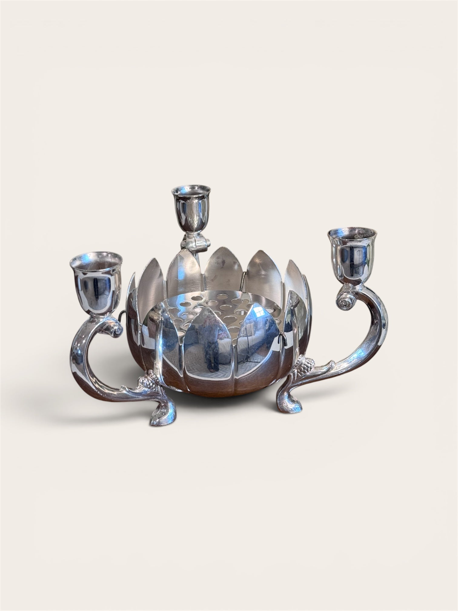 Vintage Leonard Silverplate Lotus Candelabra