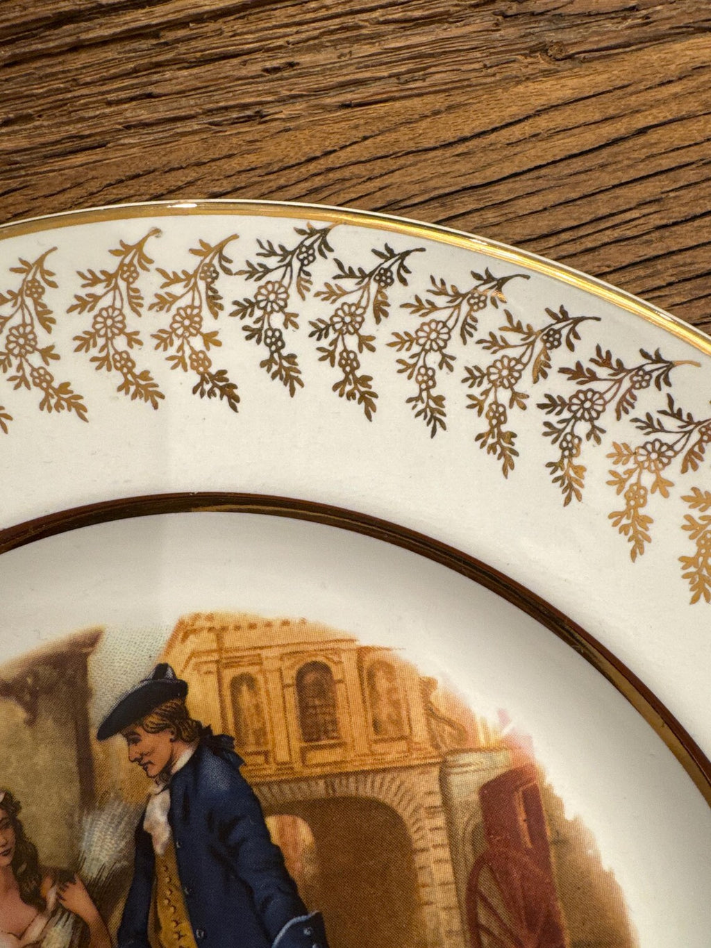 Vintage English Ironstone Plate – "Who’ll Buy My Lavender?" Gilt Decor, 10"