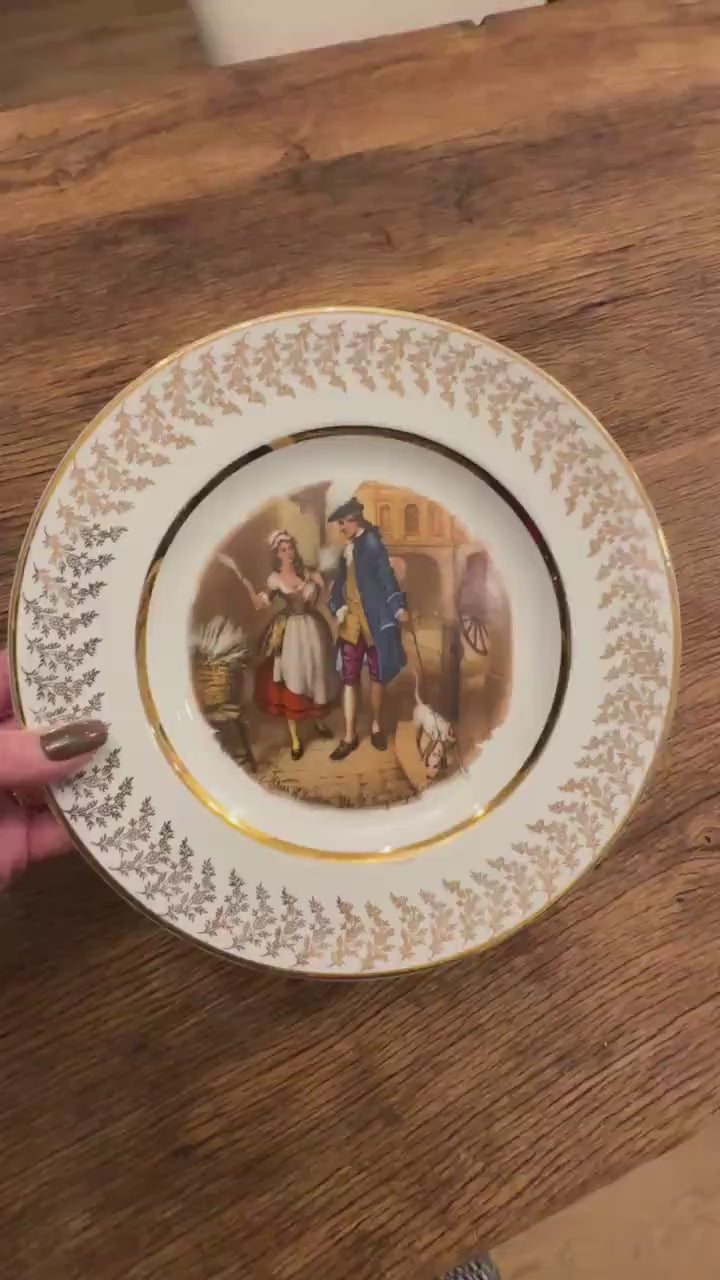 Vintage English Ironstone Plate – "Who’ll Buy My Lavender?" Gilt Decor, 10"