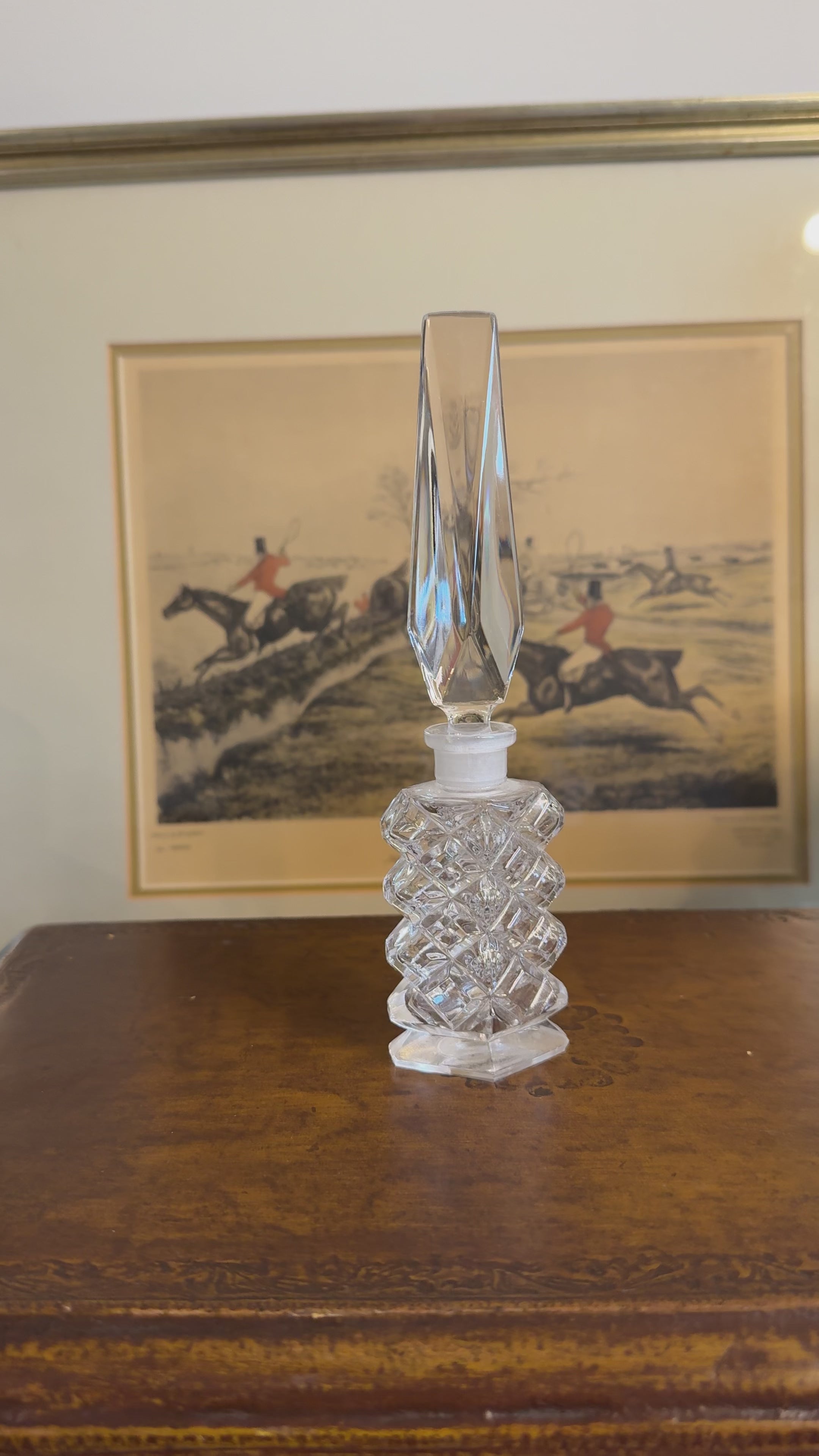 Vintage Crystal Perfume Bottle with Stopper
